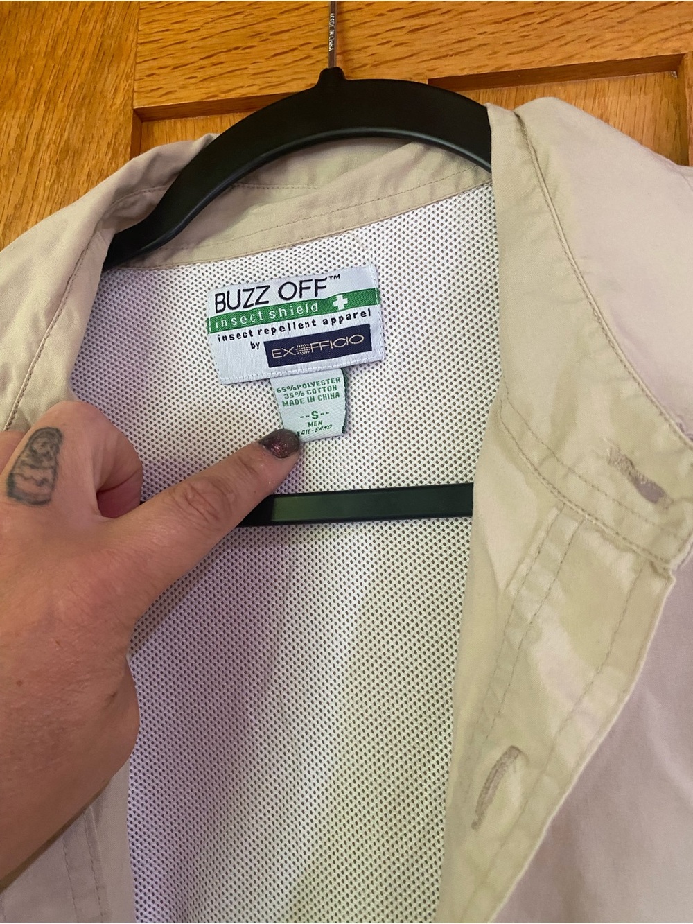 Buzz Off™ Men’s Insect Shield Casual Button-Down Shirt — Beige